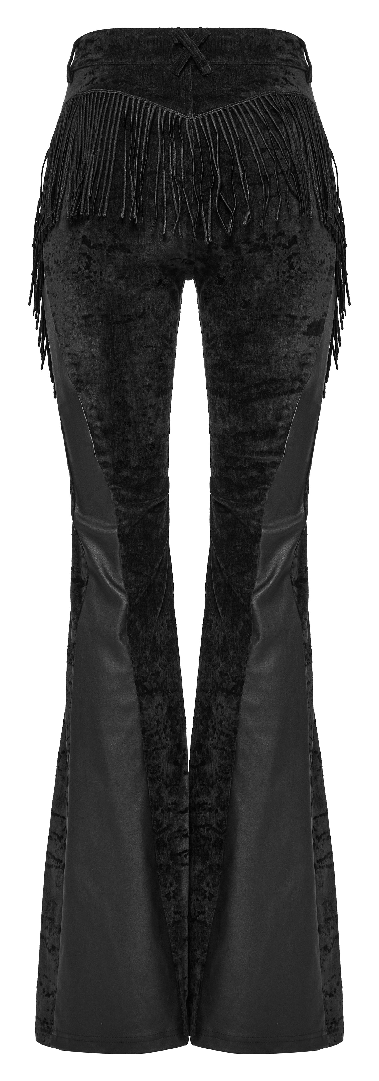 Punk Rave Morrigan Wasteland Tassel Flare Goth Pants In Black