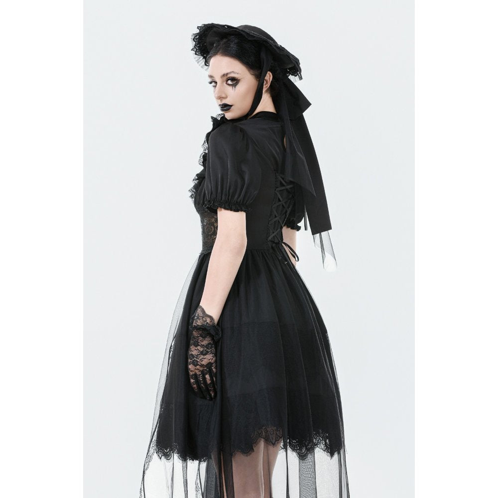 Dark in Love Ebon Rose High-Low Mesh & Lace Goth Dress