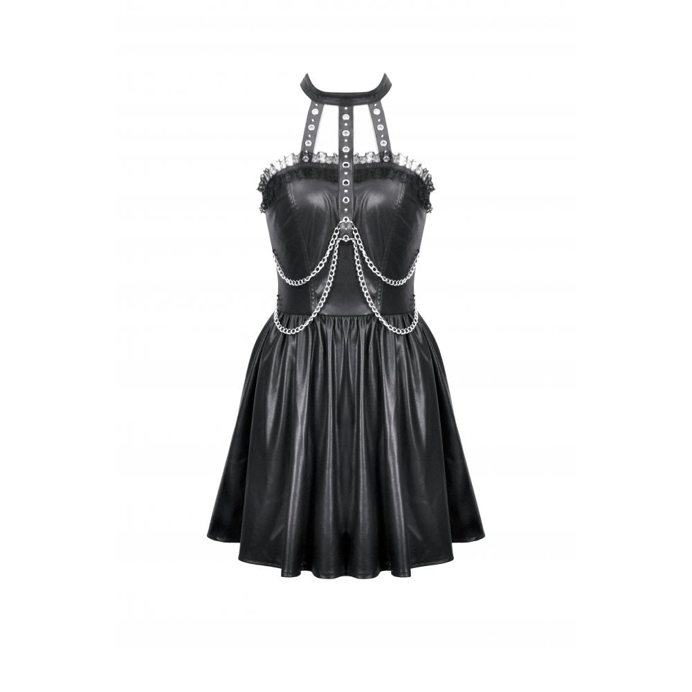 Dark in Love Valentina Red Velvet Mesh Panel Goth Dress