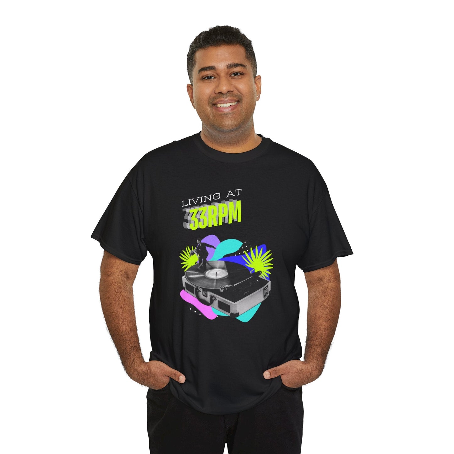 'Living at 33rpm' Flouro Men's T-Shirt