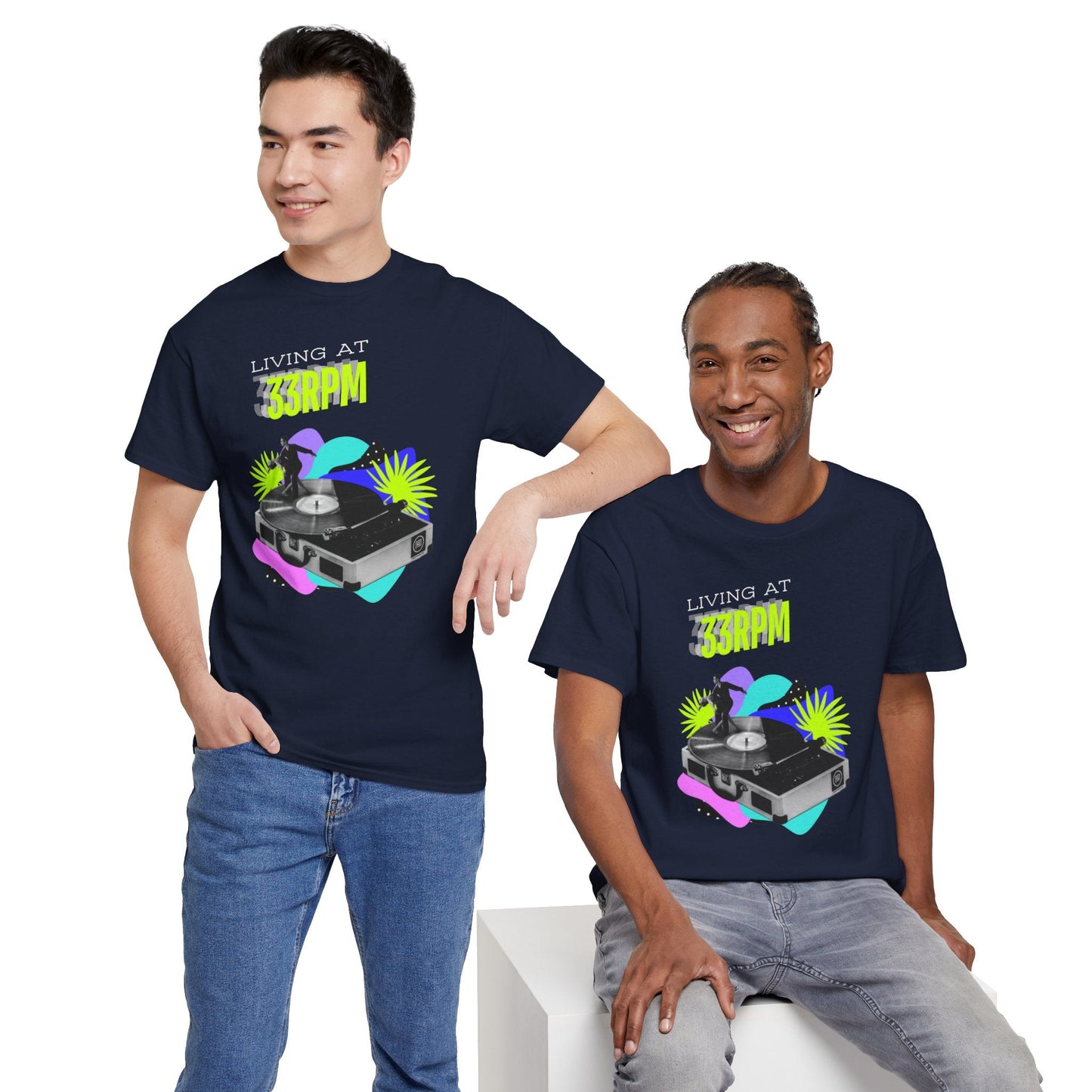 'Living at 33rpm' Flouro Men's T-Shirt