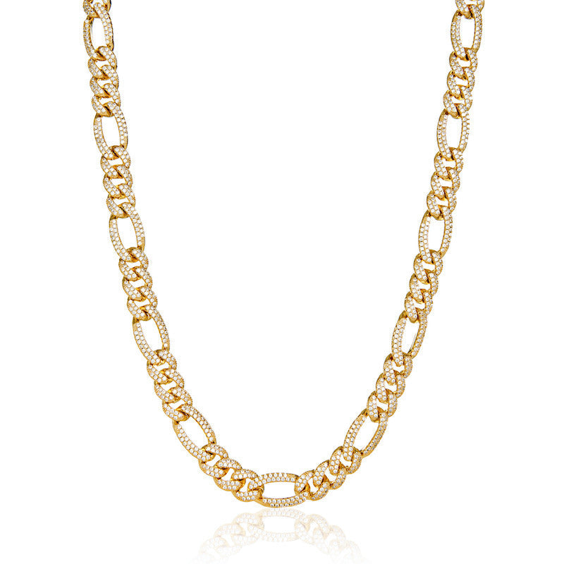 Iced Figaro Chain (Gold) 10mm