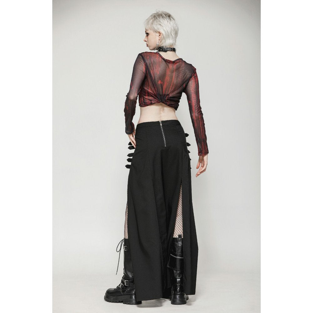 Dark in Love Phoenix Black Slit Metal Long Skirt