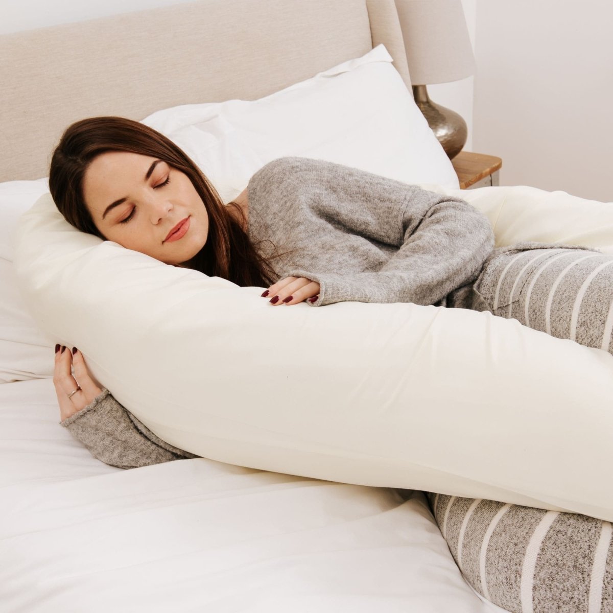 12 Ft Maternity Pillow And Case - Cream