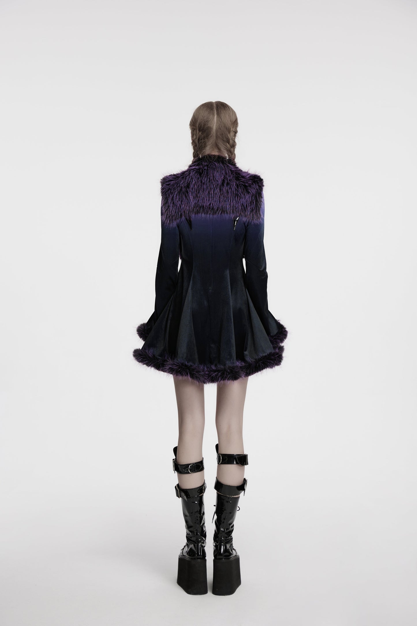 Punk Rave Lilith Gradient Devil Fur Shawl In Violet
