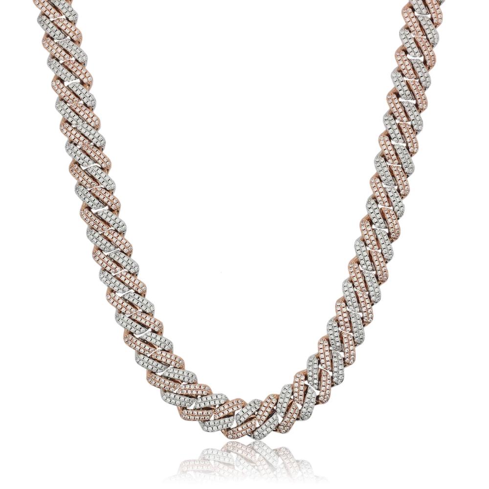 Iced Cuban Prong Chain (Two Tone) 12mm