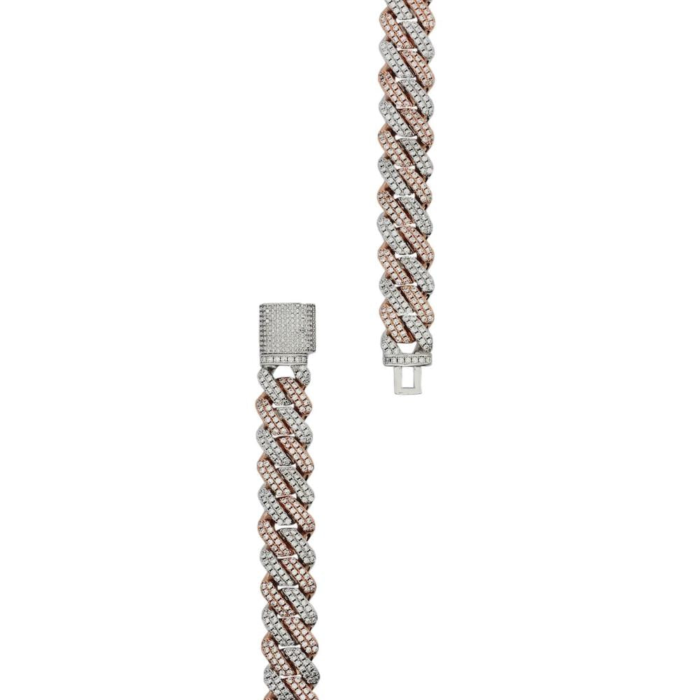 Iced Cuban Prong Chain (Two Tone) 12mm