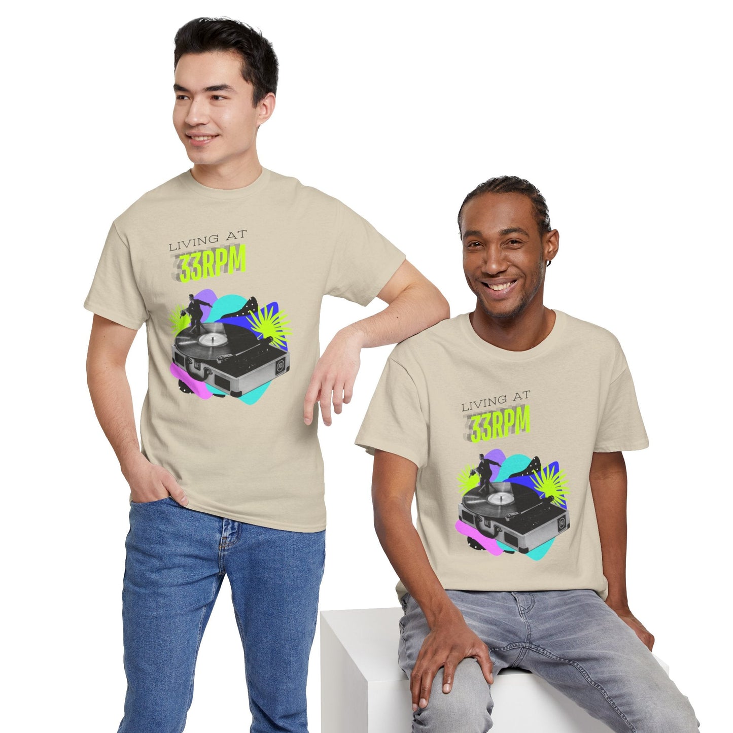 'Living at 33rpm' Flouro Men's T-Shirt