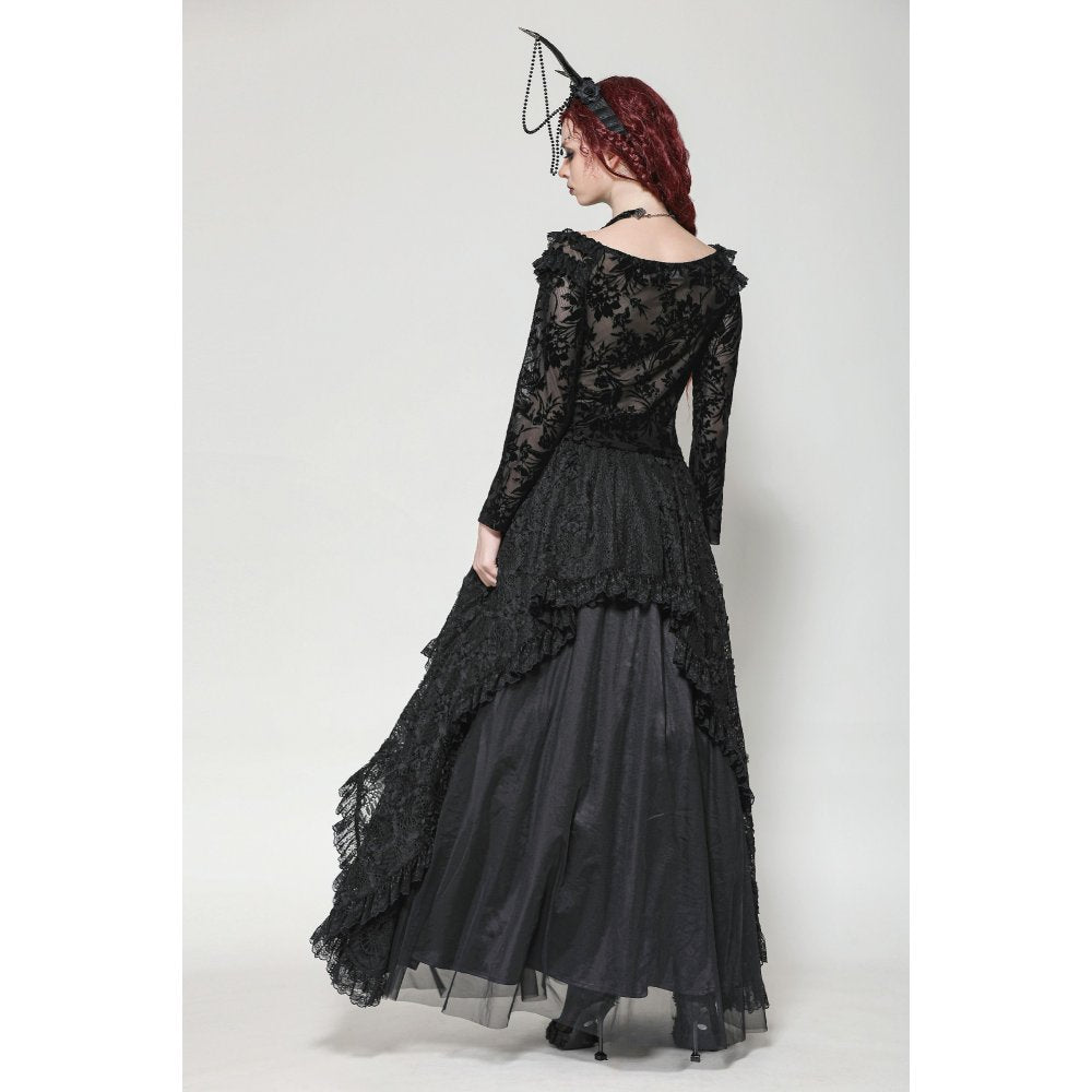 Dark in Love Bluebell Goth Off-Shoulder Velvet Lace Top