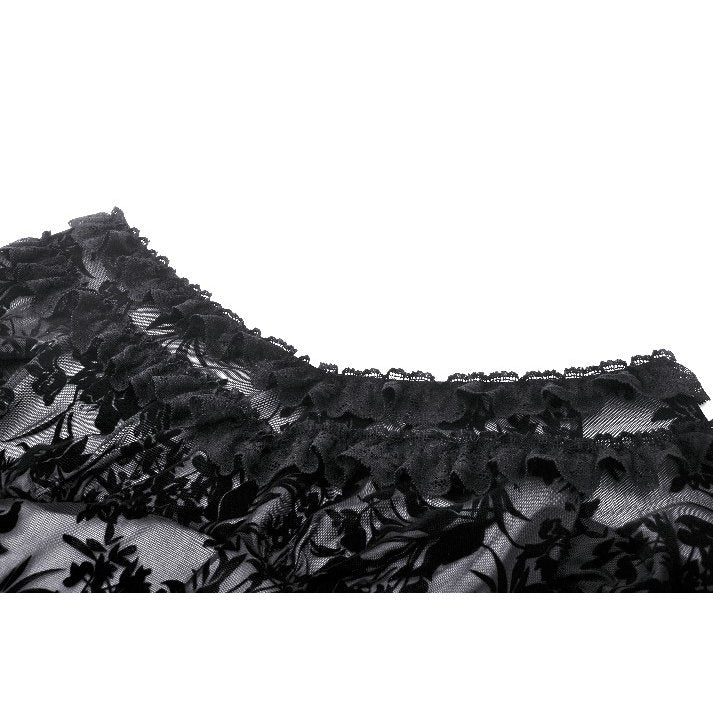 Dark in Love Bluebell Goth Off-Shoulder Velvet Lace Top