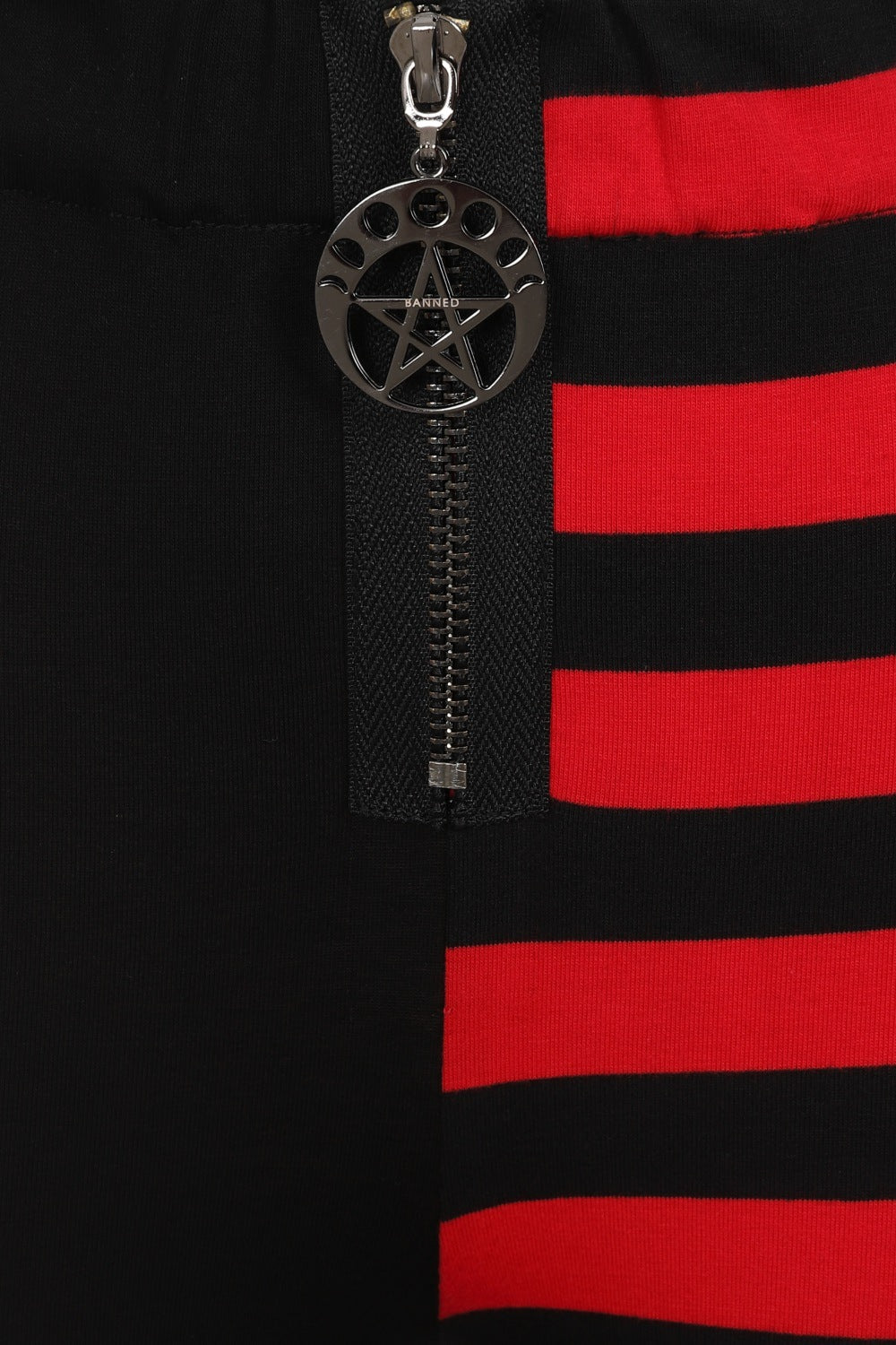 Banned Half Black Half Stripes Leggings - Red