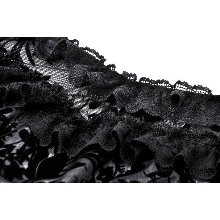 Dark in Love Bluebell Goth Off-Shoulder Velvet Lace Top