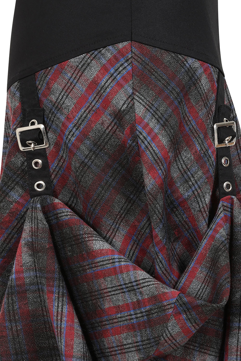 Banned Apparel Morrigan Goth Asymmetric Tartan Skirt in Red