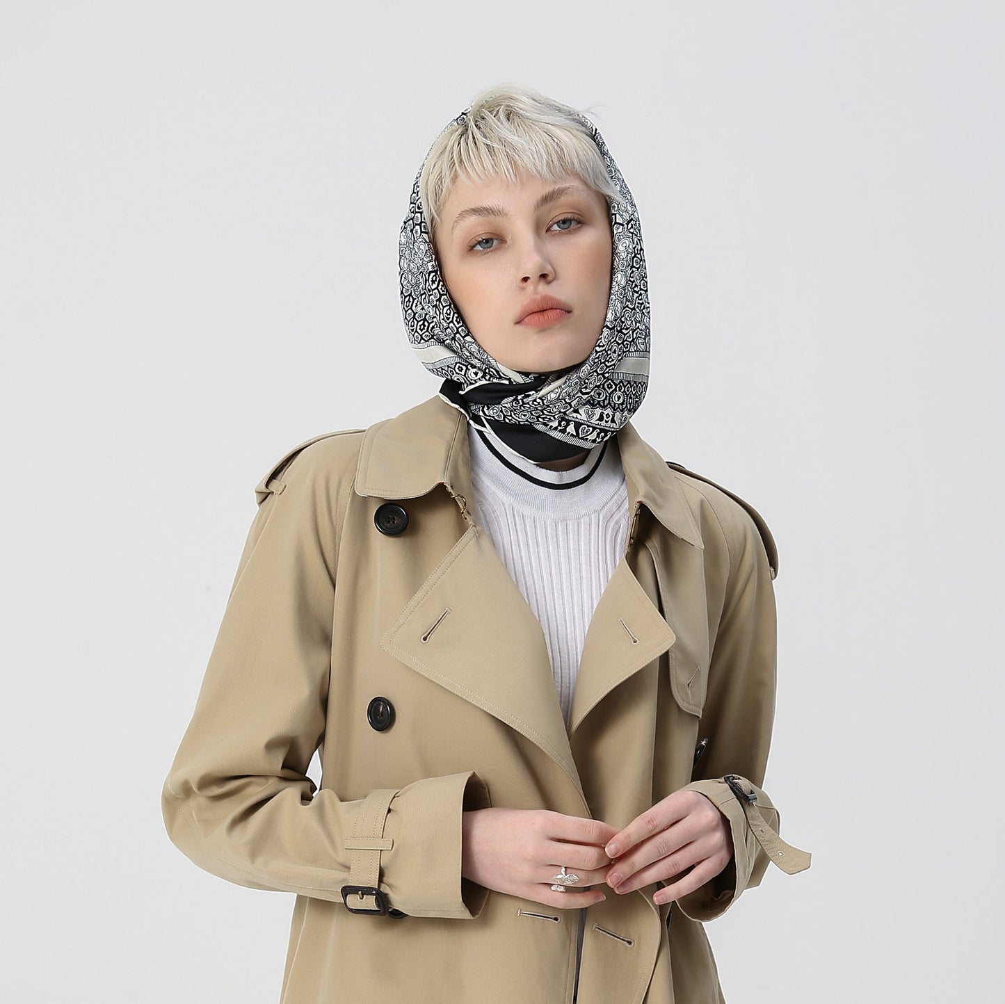 Heritage Grace Silk Scarf - 90cm Hand-rolled Women's Head Scarf