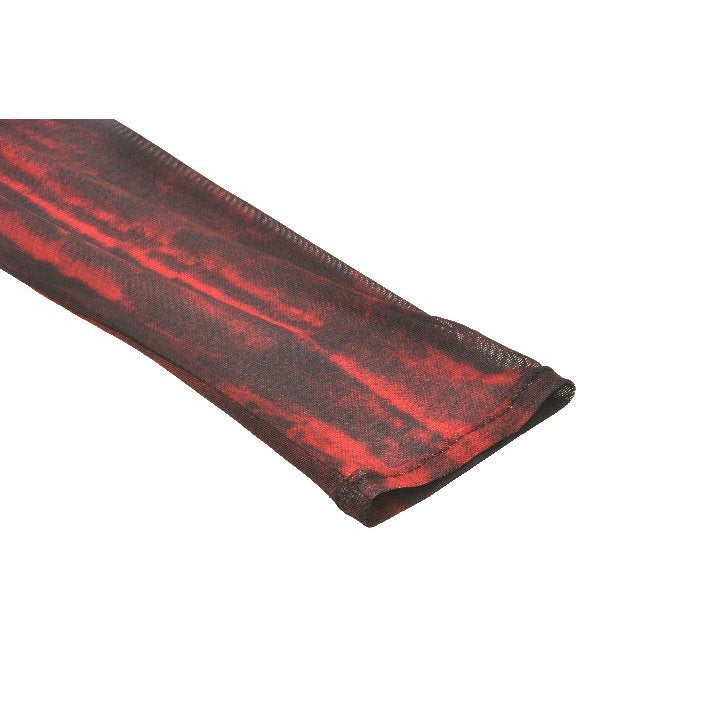 Dark in Love Carson Black and Red Tie-Dye Mesh Versatile Basic Top