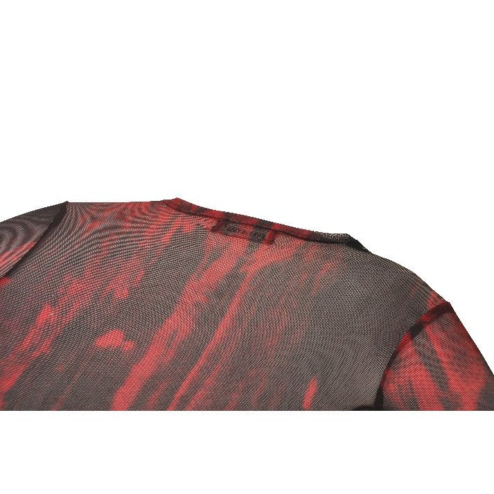 Dark in Love Carson Black and Red Tie-Dye Mesh Versatile Basic Top