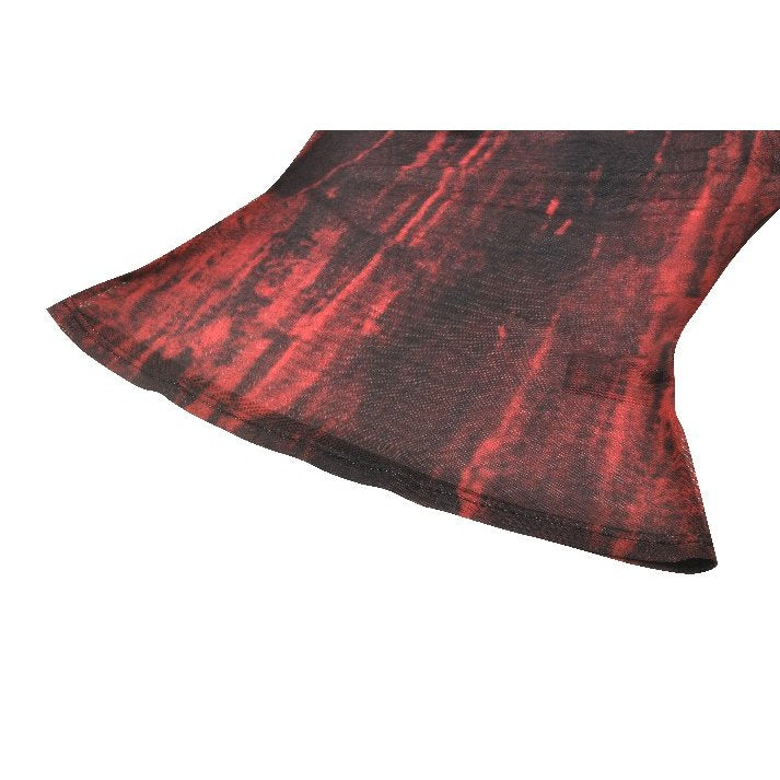 Dark in Love Carson Black and Red Tie-Dye Mesh Versatile Basic Top
