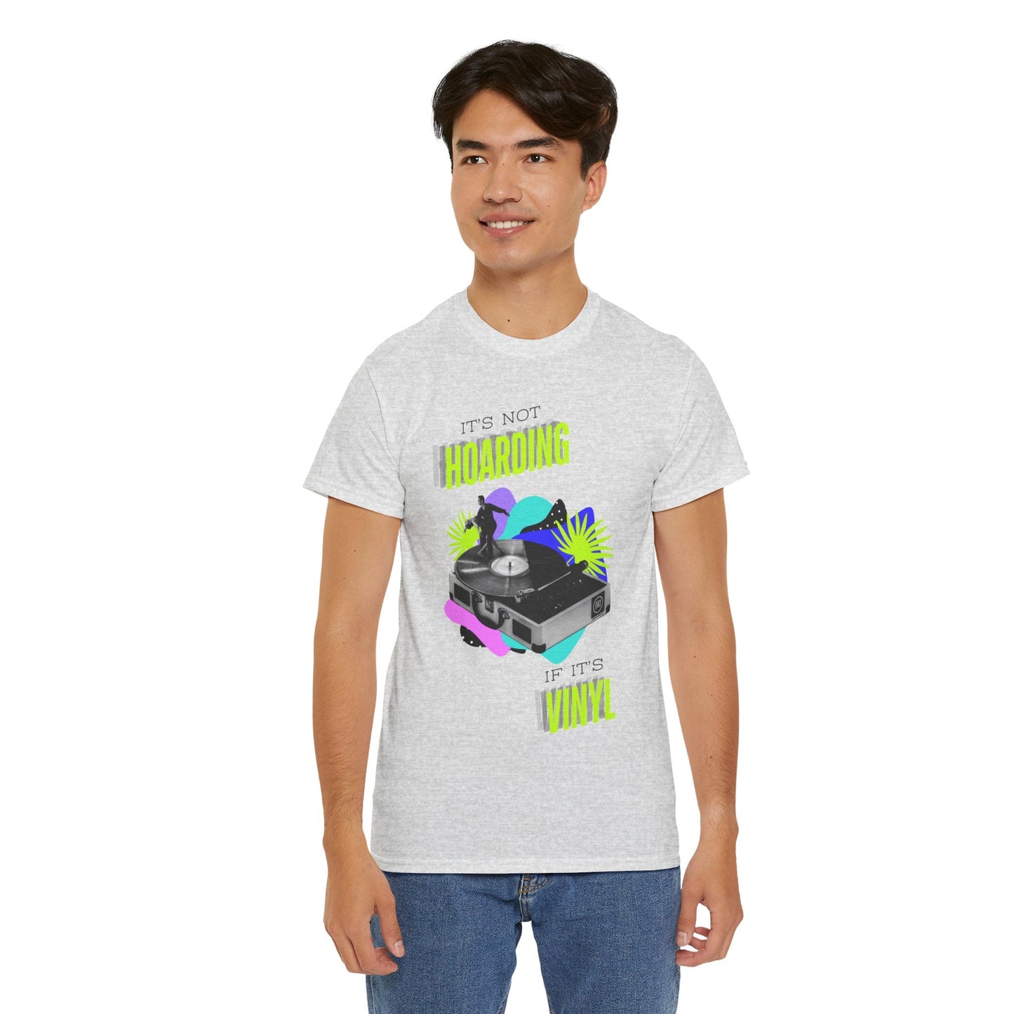 'It's Not Hoarding If It's Vinyl' Flouro Men's T-Shirt