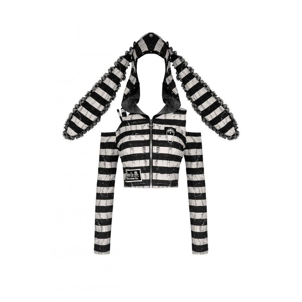 Dark in Love Xianne Prison Bunny Striped Crop Top
