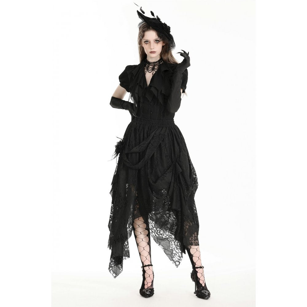 Dark in Love Abella Distressed Lace Midi Skirt