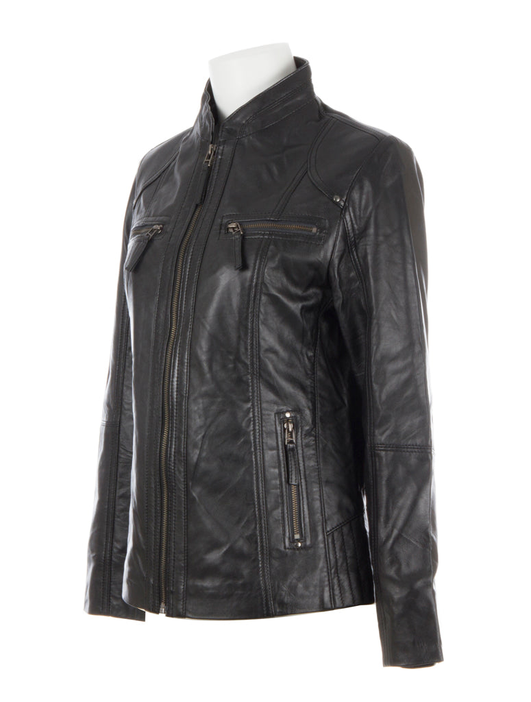 OBFQ Women's Biker Jacket - Black
