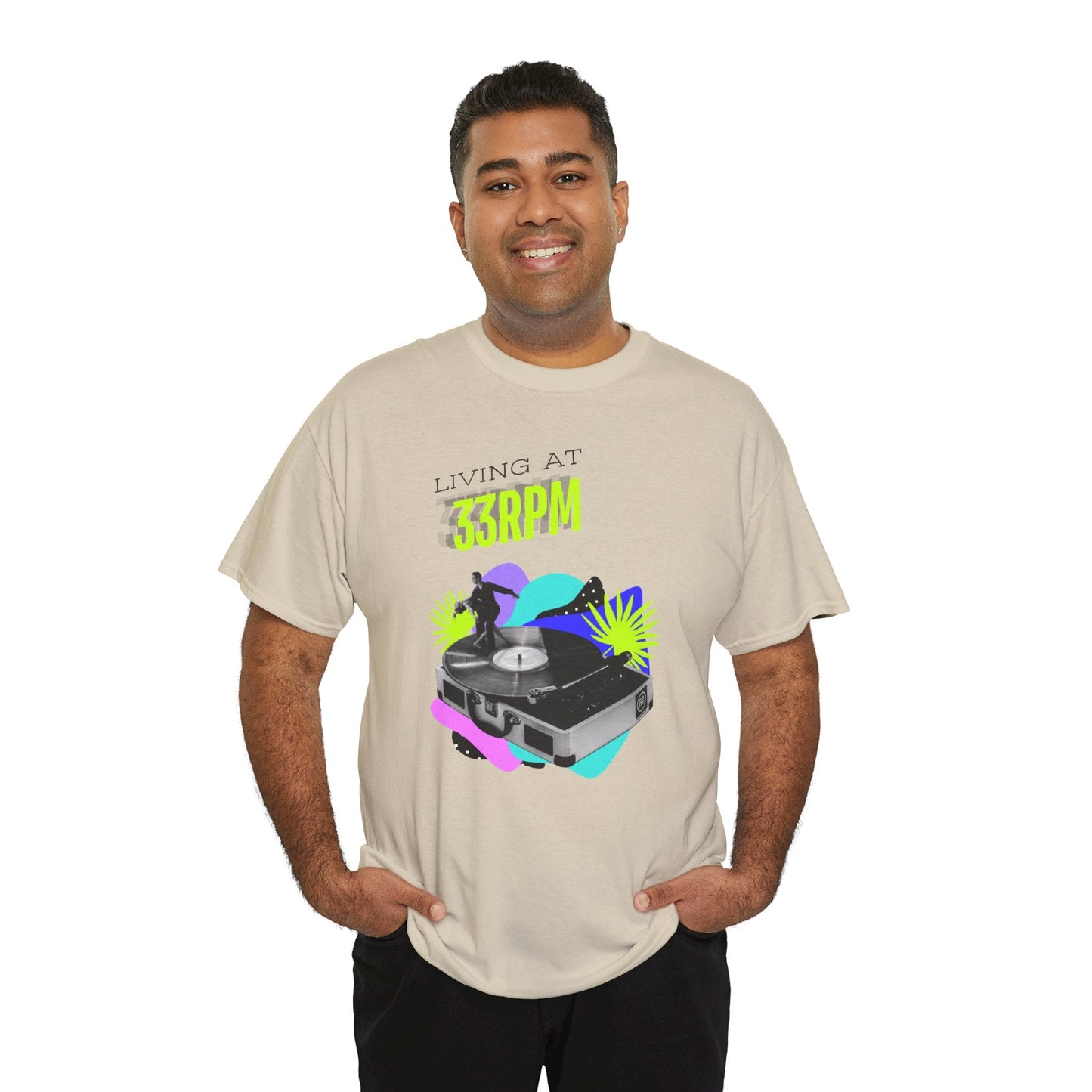 'Living at 33rpm' Flouro Men's T-Shirt