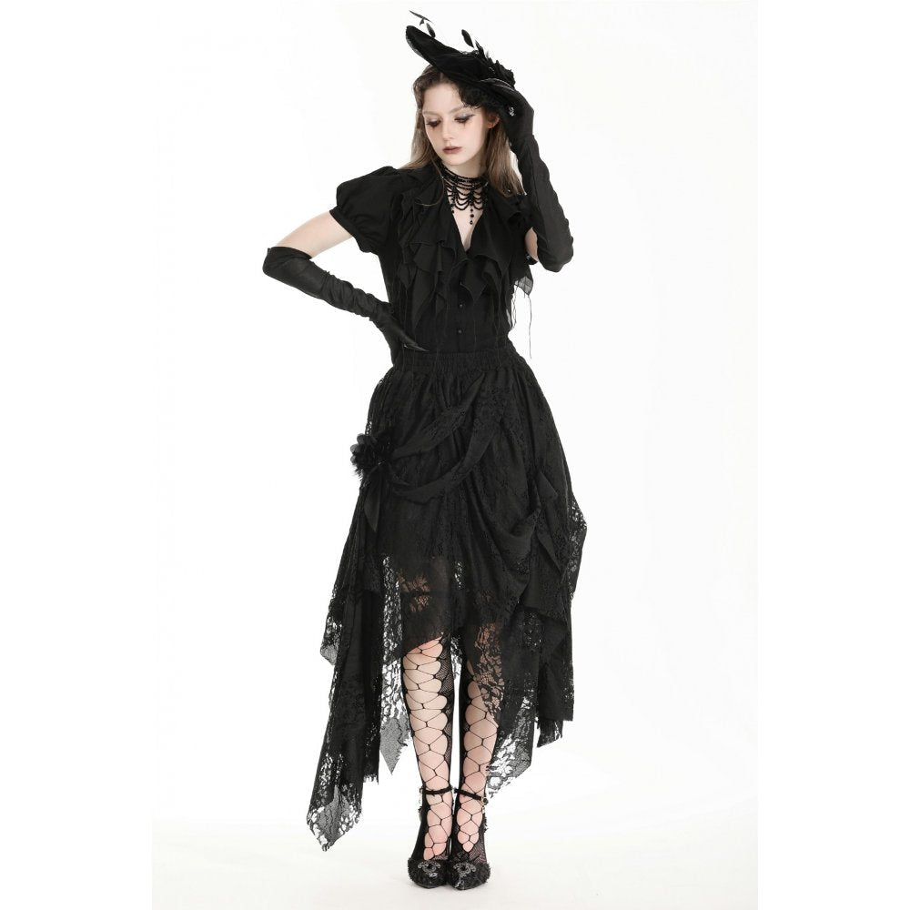 Dark in Love Abella Distressed Lace Midi Skirt