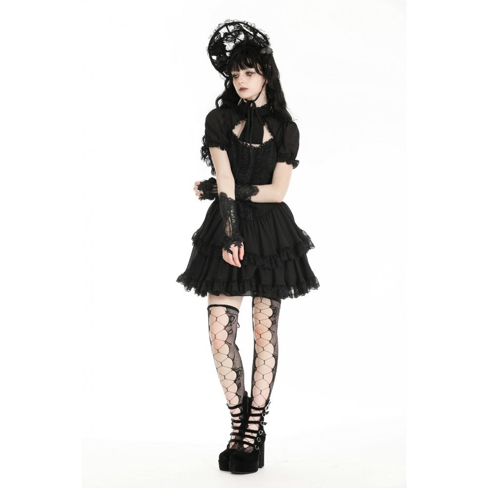 Dark in Love Ottilie Gothic Embellished Lace Fingerless Gloves