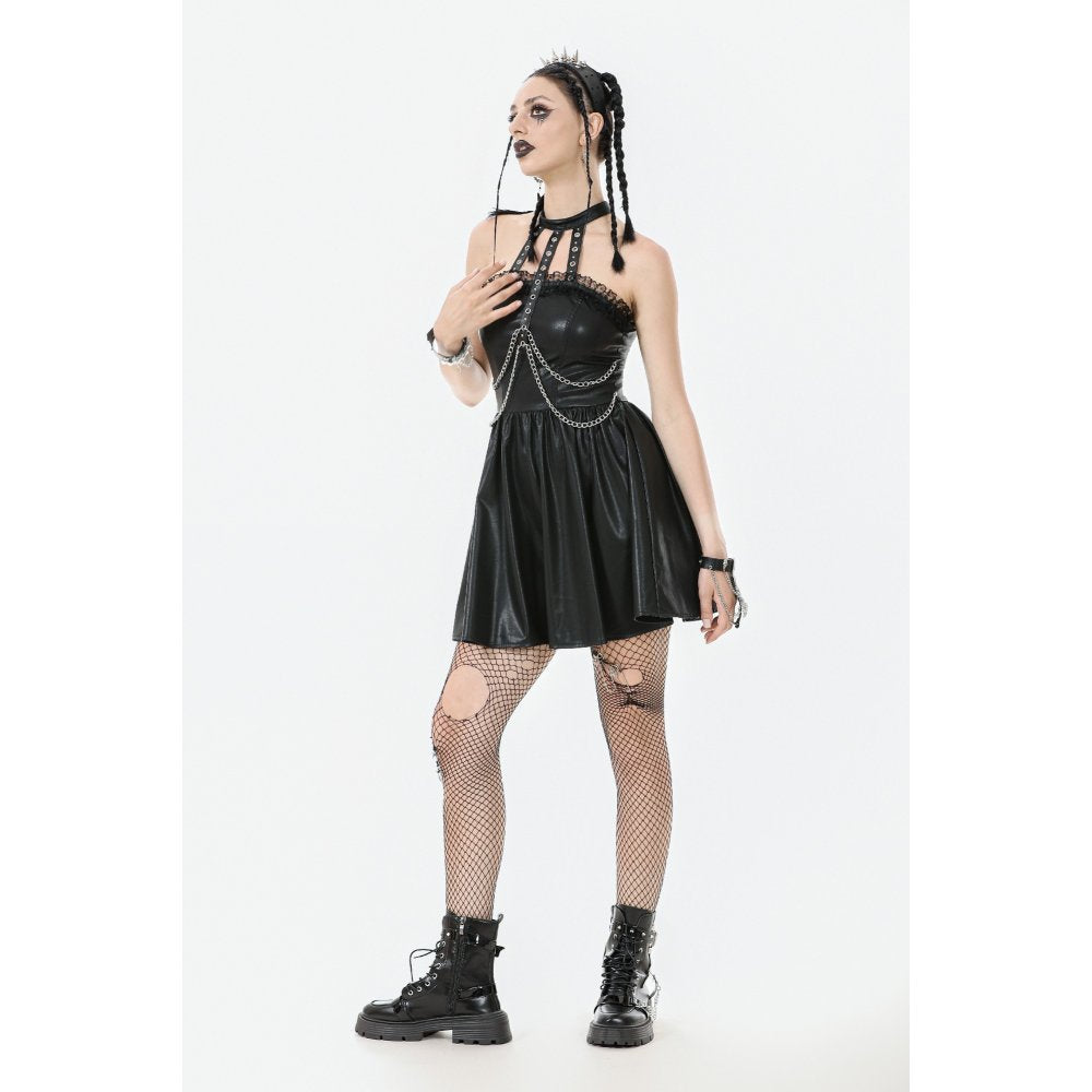 Dark in Love Valentina Red Velvet Mesh Panel Goth Dress