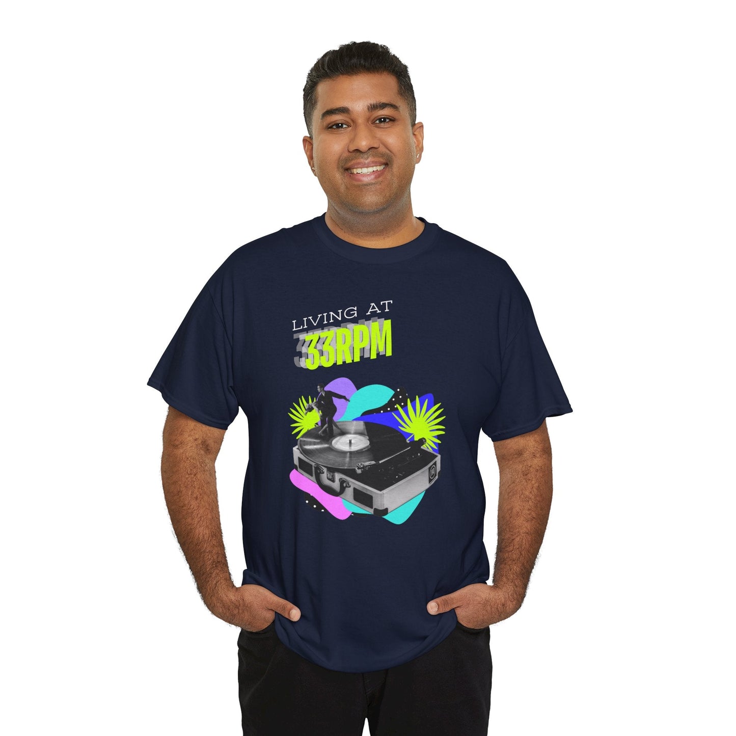 'Living at 33rpm' Flouro Men's T-Shirt