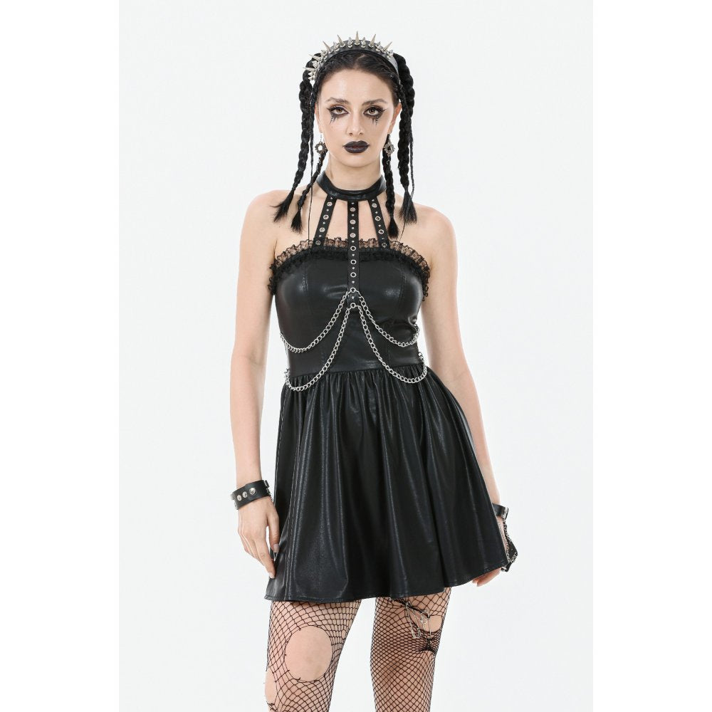 Dark in Love Valentina Red Velvet Mesh Panel Goth Dress