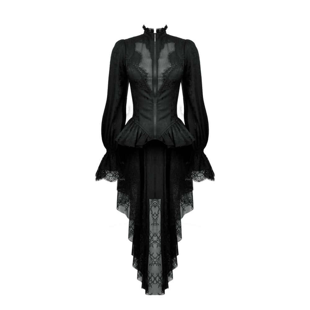 Dark in Love Felicity Gothic Lacey Zip Up Tailcoat Shirt
