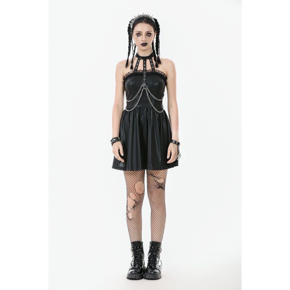 Dark in Love Valentina Red Velvet Mesh Panel Goth Dress