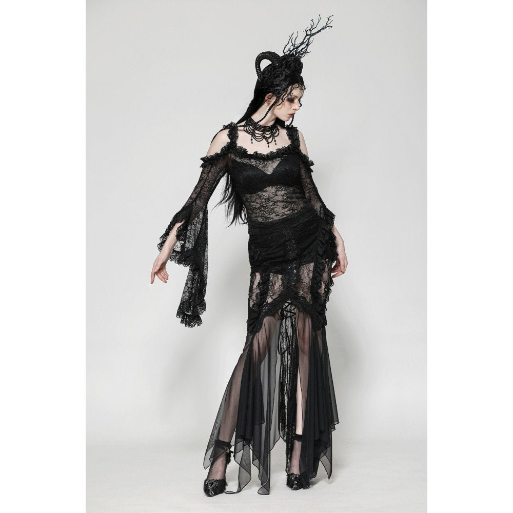 Dark in Love Nevaeh Gothic Lace and Mesh Mermaid Skirt