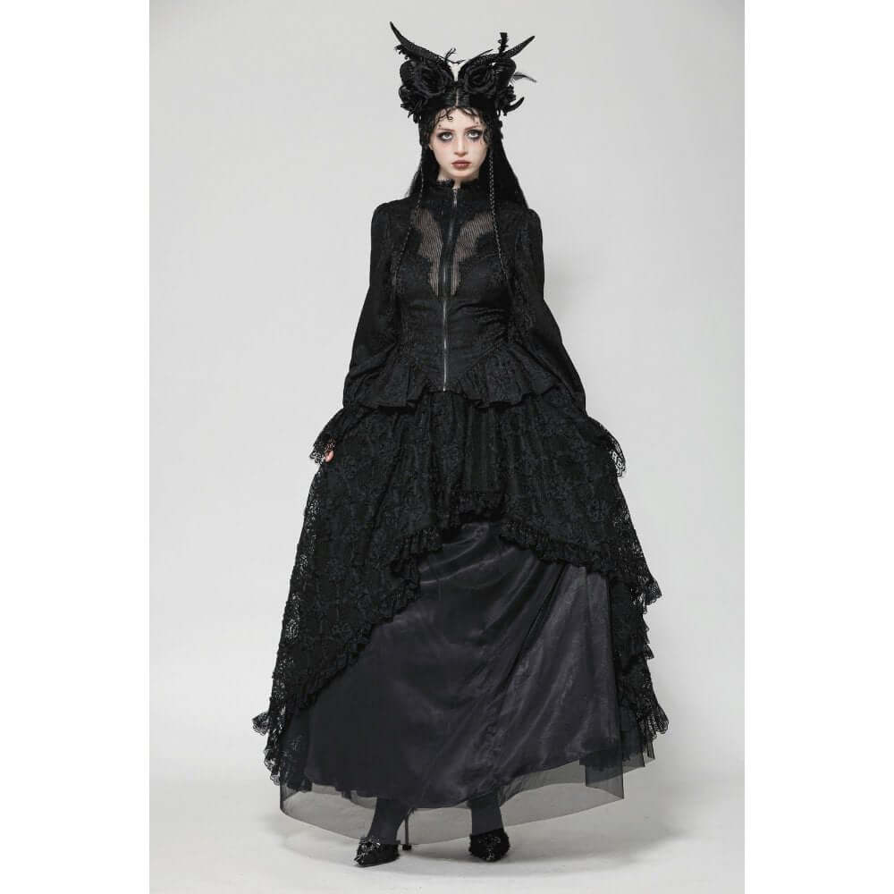 Dark in Love Felicity Gothic Lacey Zip Up Tailcoat Shirt