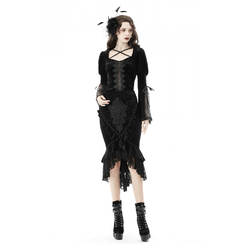 Dark In Love Zira Velvet Fishtail Skirt