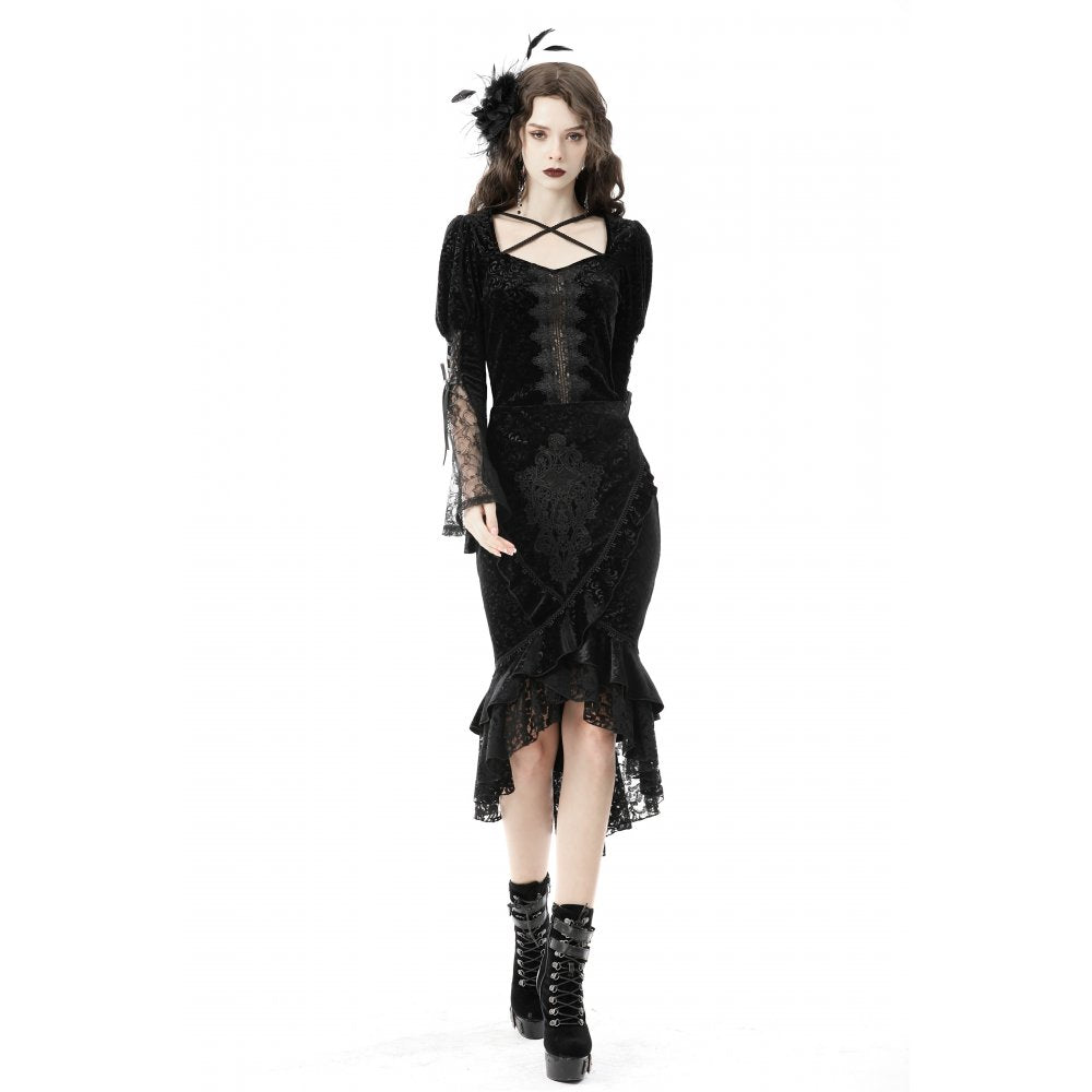 Dark In Love Zira Velvet Fishtail Skirt