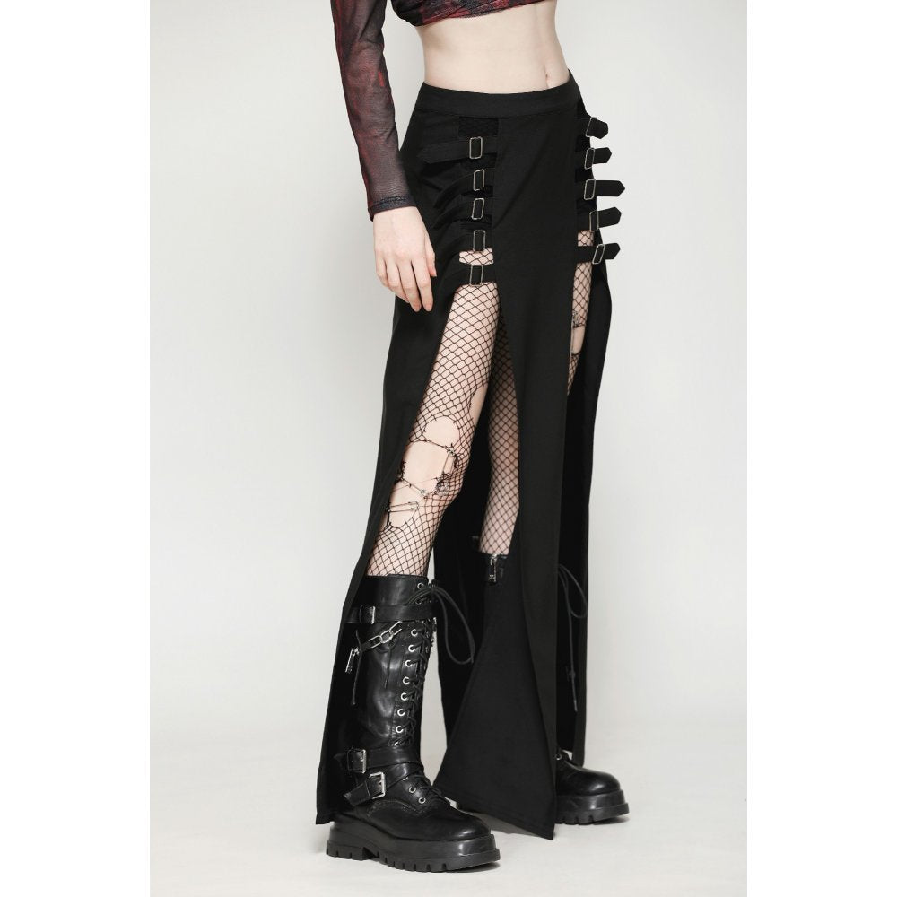Dark in Love Phoenix Black Slit Metal Long Skirt