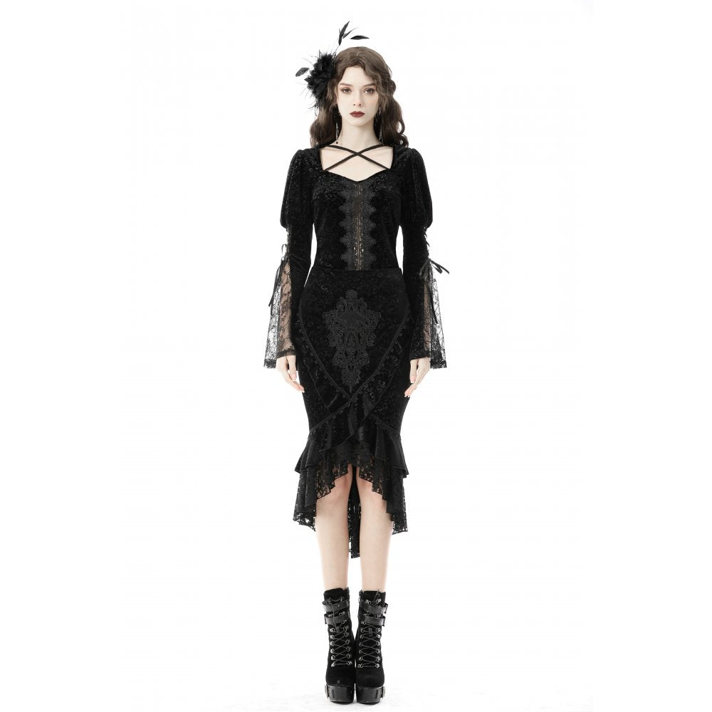 Dark In Love Zira Velvet Fishtail Skirt