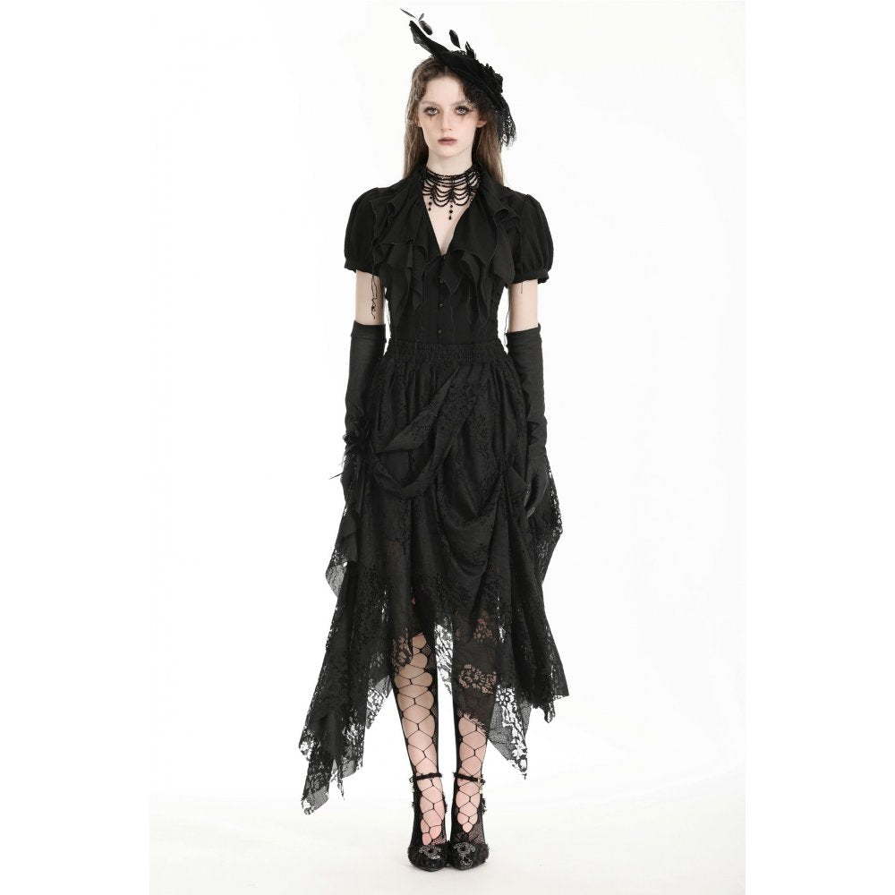 Dark in Love Abella Distressed Lace Midi Skirt