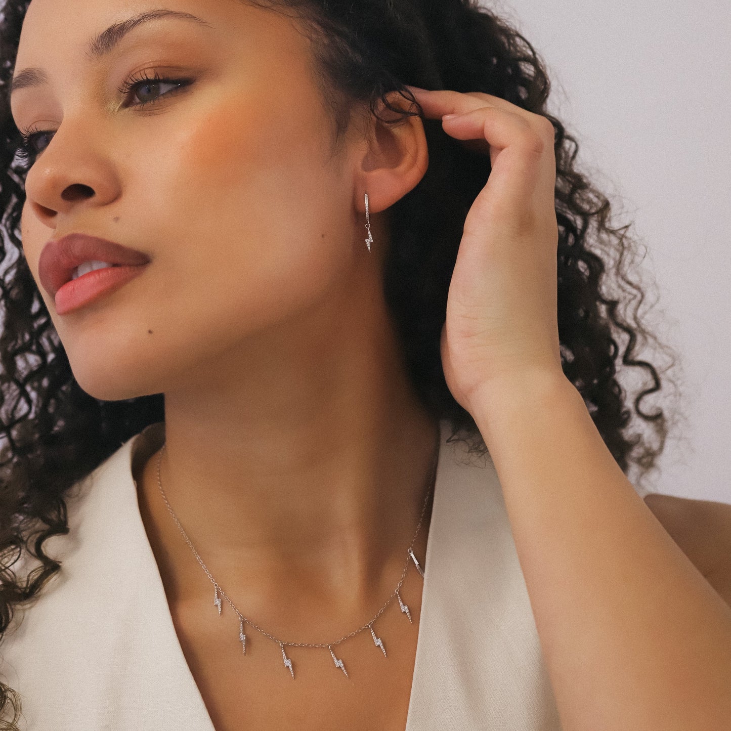 Bridget Lightning Huggie Hoop Earrings | 925 Sterling Silver