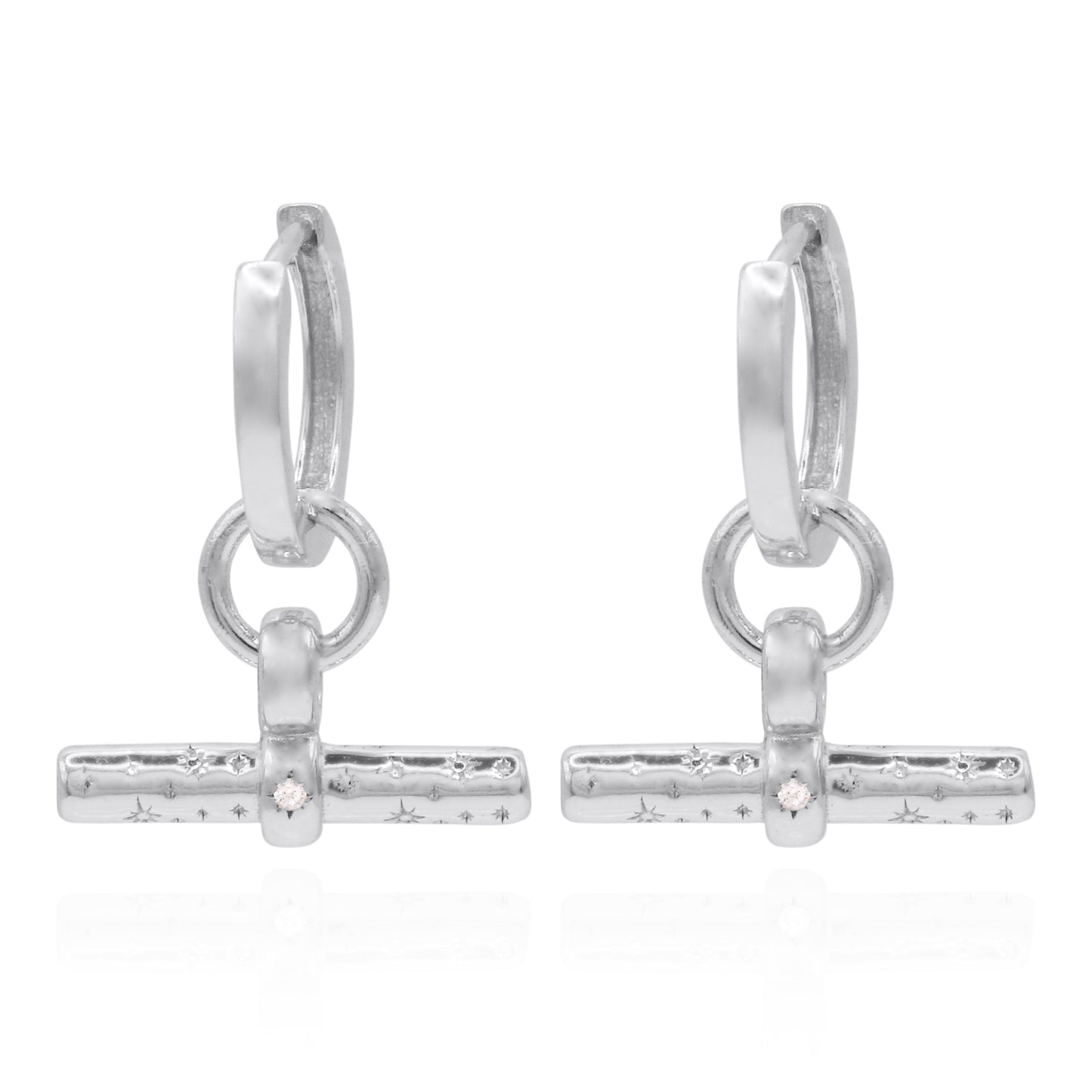 Cassia T-Bar Huggie Earrings | 925 Sterling Silver