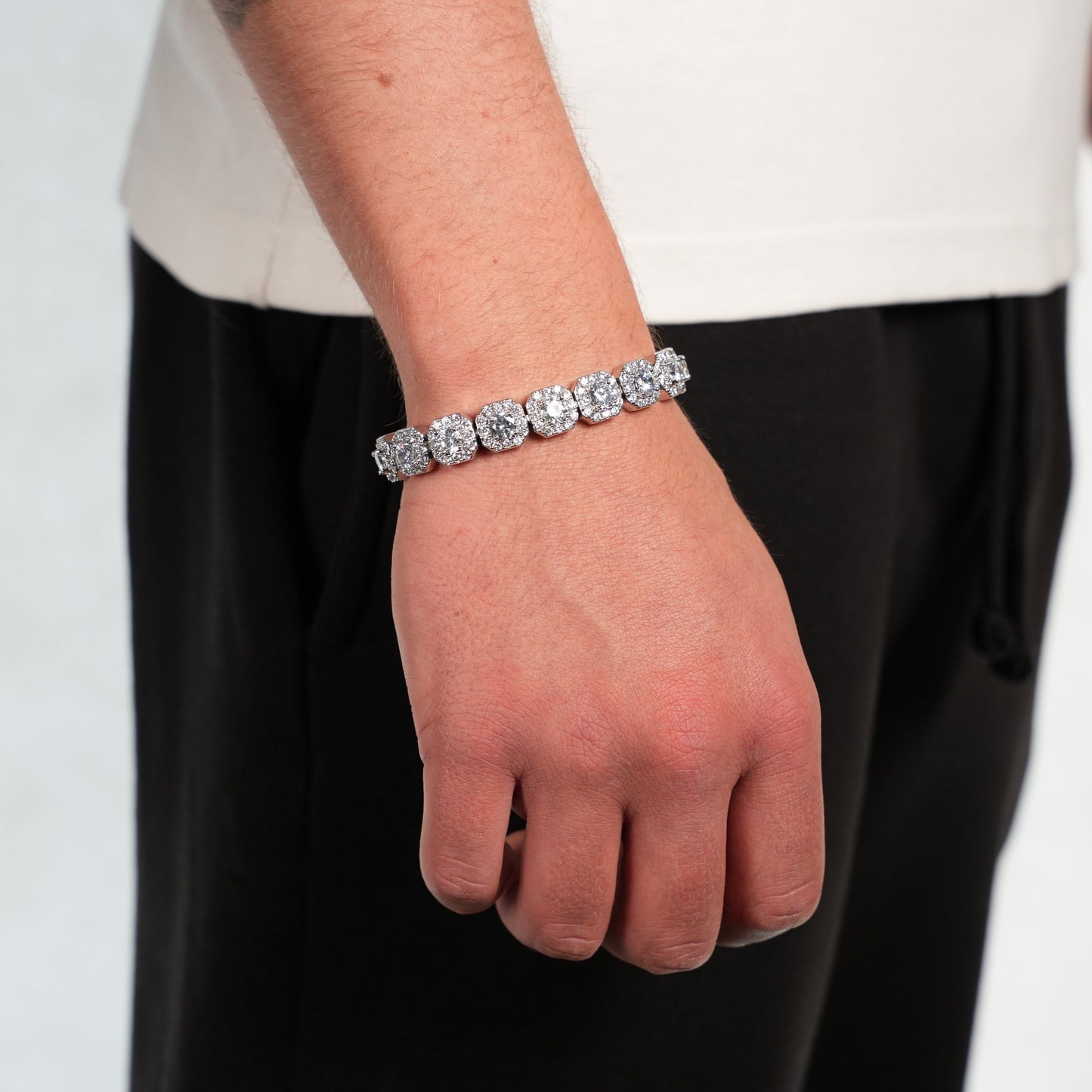 Clustered Tennis Bracelet (Silver) 10mm