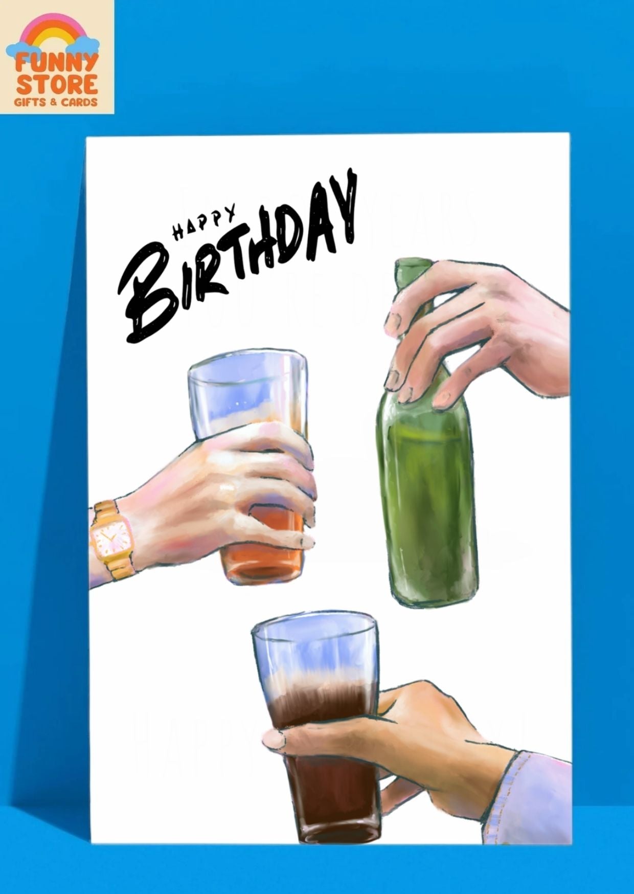 Celebration Drinks Happy Birthday Card Sold by Funny Store