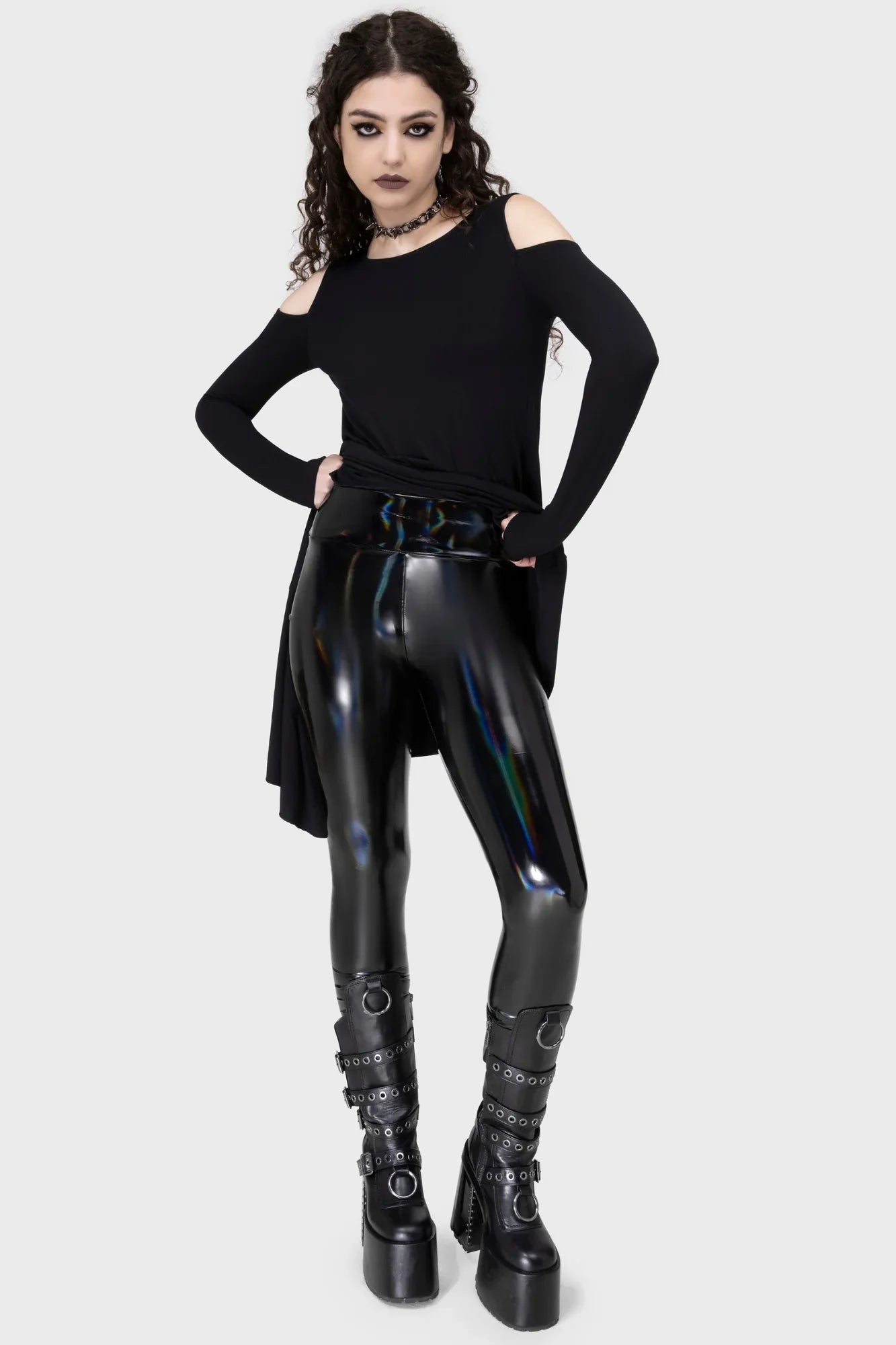 Killstar Darkwaves & Raves Hi-Shine PU Leggings