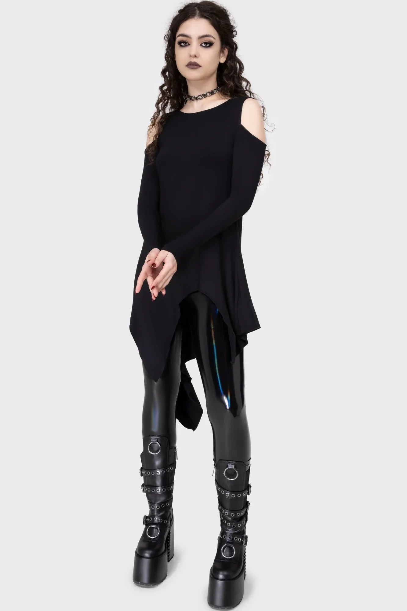 Killstar Darkwaves & Raves Hi-Shine PU Leggings