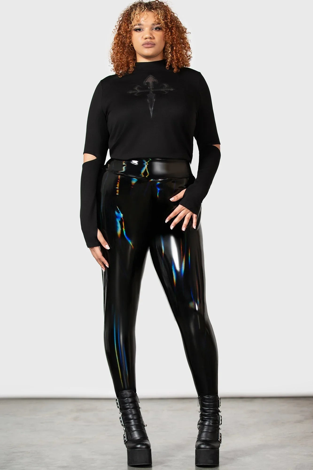 Killstar Darkwaves & Raves Hi-Shine PU Leggings