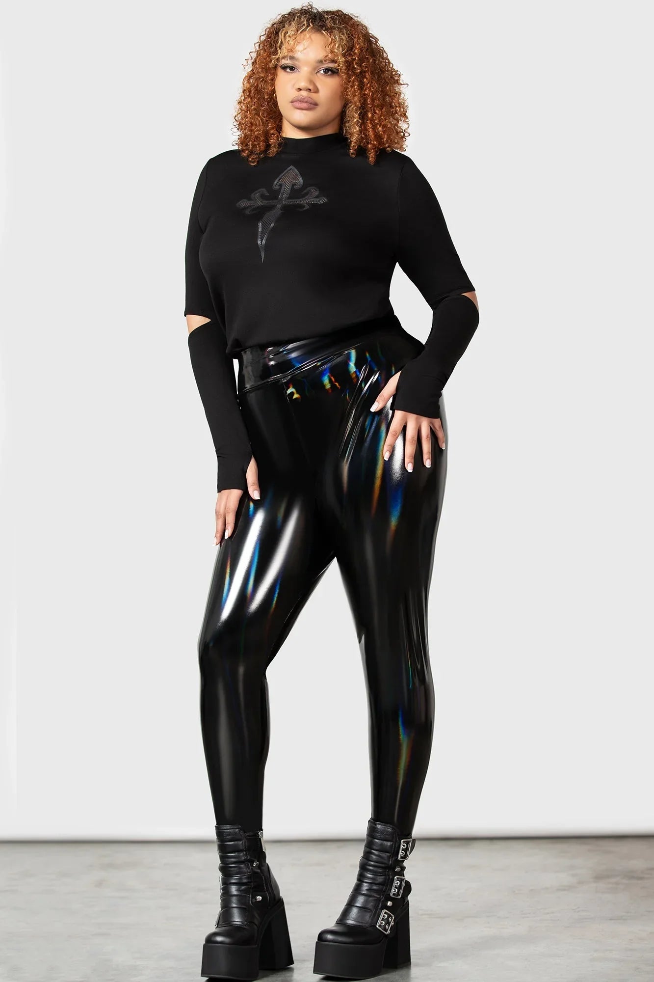 Killstar Darkwaves & Raves Hi-Shine PU Leggings