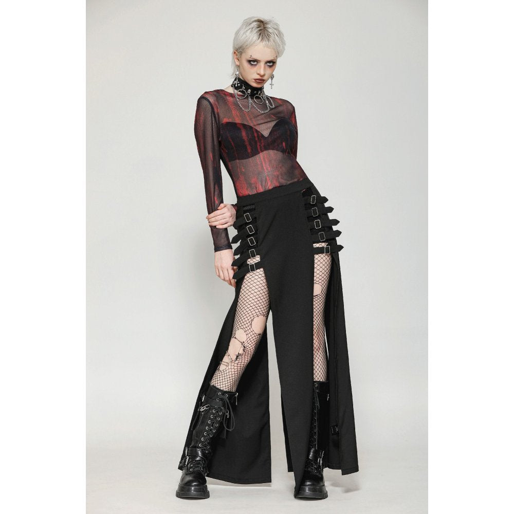 Dark in Love Phoenix Black Slit Metal Long Skirt