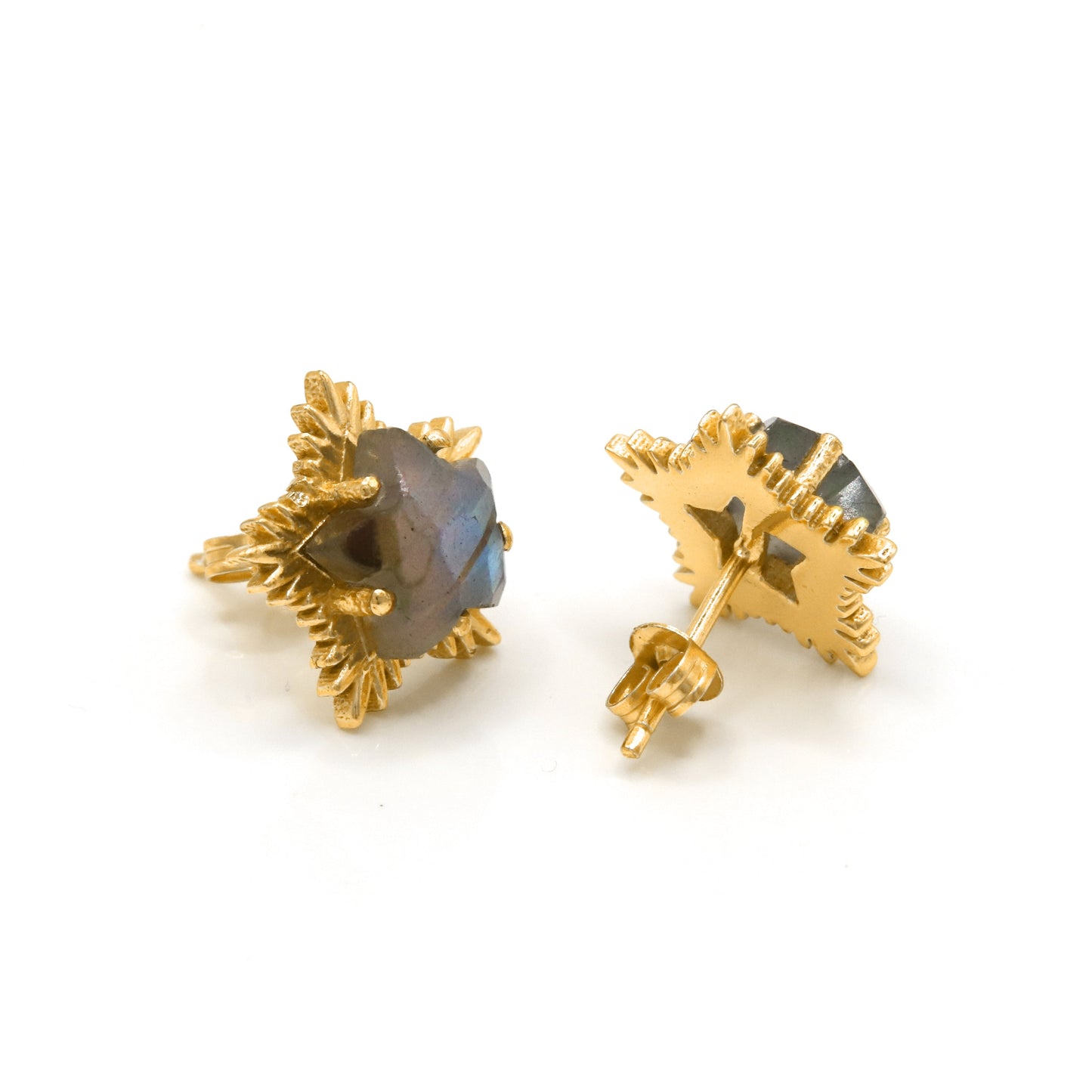 Felicity Labradorite Spiky Star Stud Earrings | 18k Gold Plated